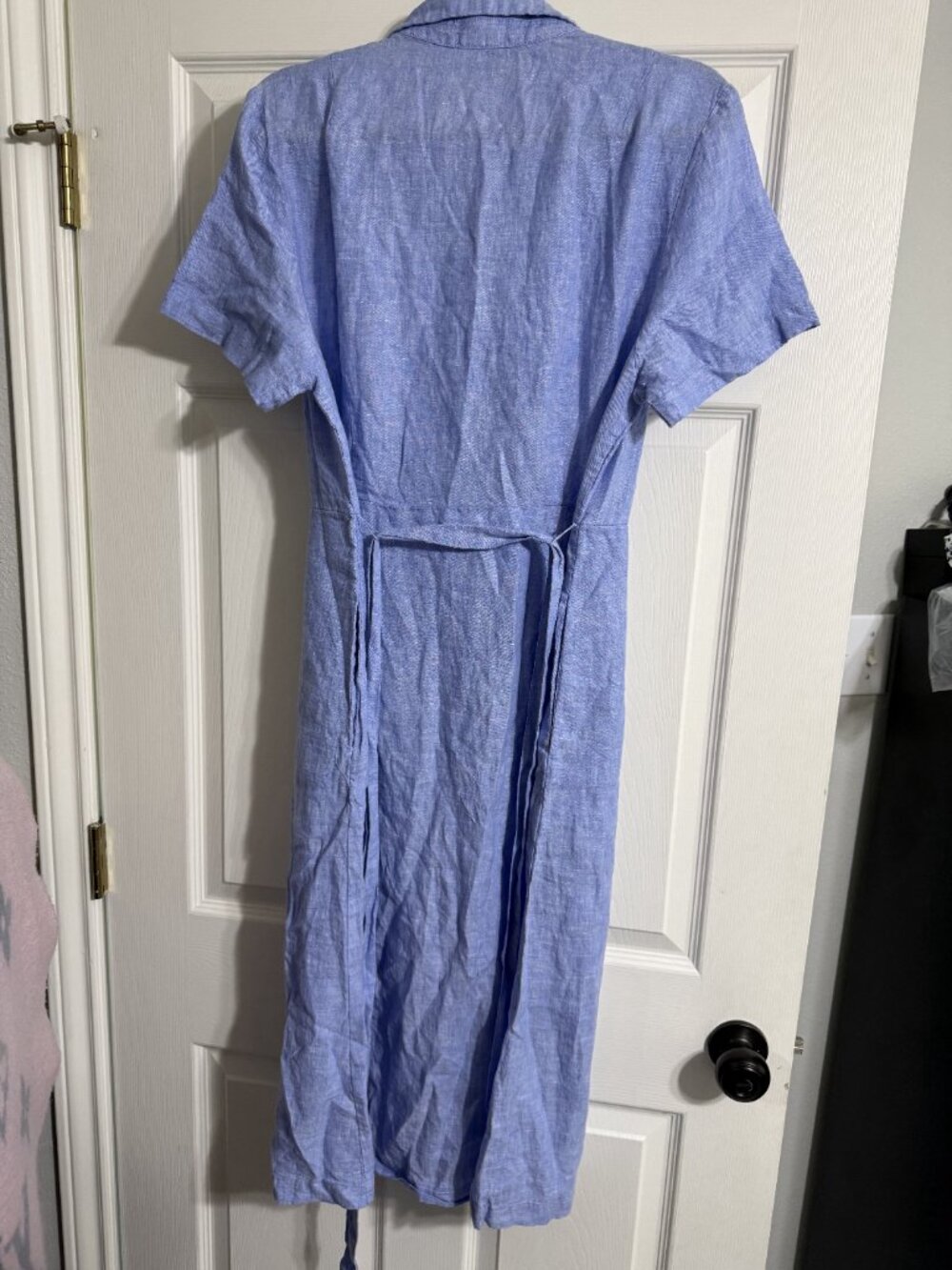 Quince 100% European Linen Button Front Dress French Blue - XL - Picture 4 of 6